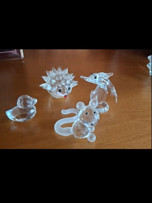 Crystal animal figurines set of 4 used decorative miniatures