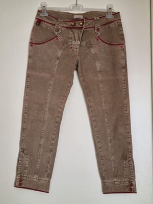Pinko cropped τζην μεταχειρισμένα, μπεζ με κόκκινες λεπτομέρειες, μέγεθος M