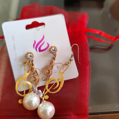 Treble clef earrings and necklace new