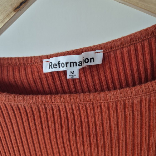 Reformation Adia mini knit dress, orange