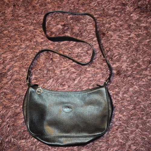Longchamp leather black crossbody bag like new