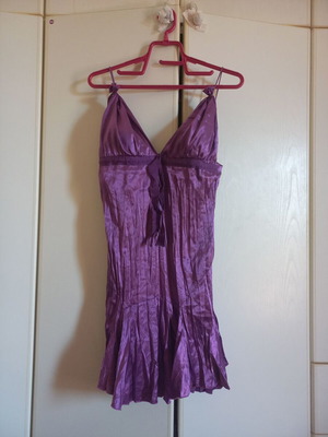 Lynne satin mini dress purple, new
