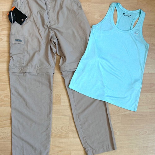 Lowe trekking pants new with Under Armour top S/M