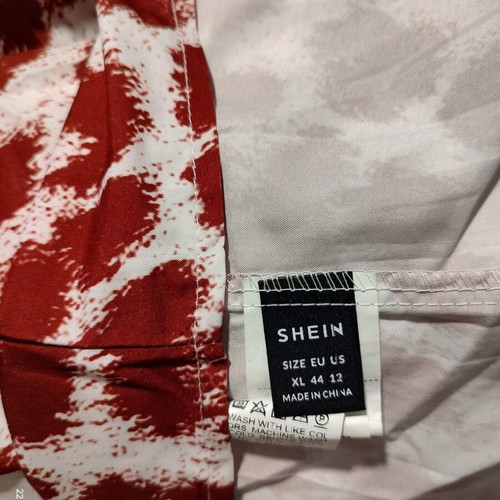 SHEIN Boho Maxi Dress with Animal Abstract Print, Red-White, XL