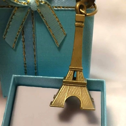 Eiffel Tower Keychain new, gold and brown