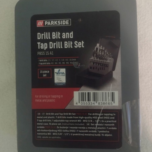 Parkside drill bit and tap drill bit set new