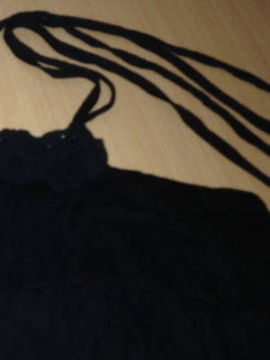 Black halterneck dress with embroidery XL new