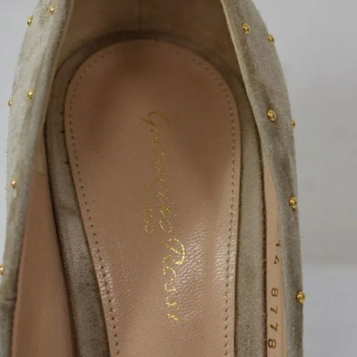 Gianvito Rossi suede pumps used, beige gold, size 38.5