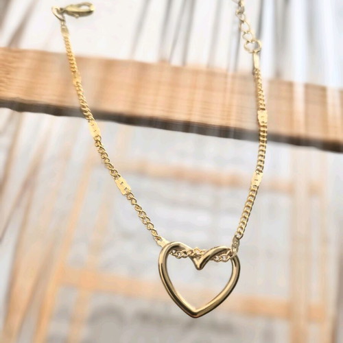 Steel Gold Heart Bracelet New 17cm+5cm Extension