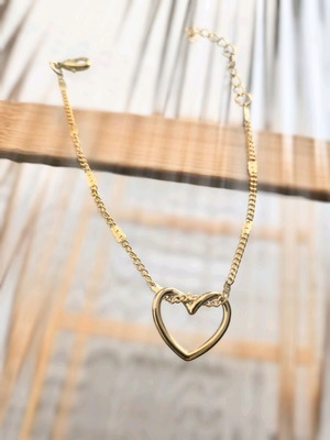 Steel Gold Heart Bracelet New 17cm+5cm Extension