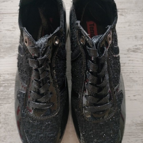 Tendenz women's sneakers new black patent and fabric