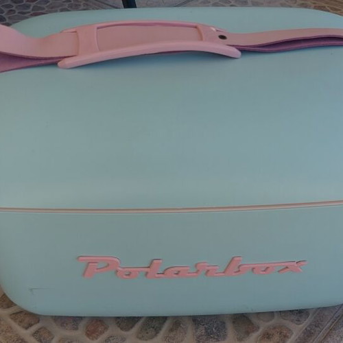 Polarbox retro cooler new, 12 liters, blue with pink details