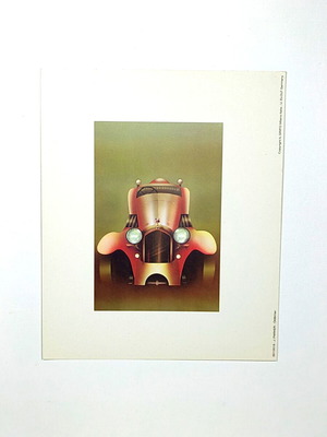 Vintage Retro Art Deco Print J. Parker Oldtimer on Cardboard like new