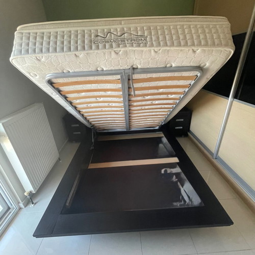 Bedroom set with mattress and storage used