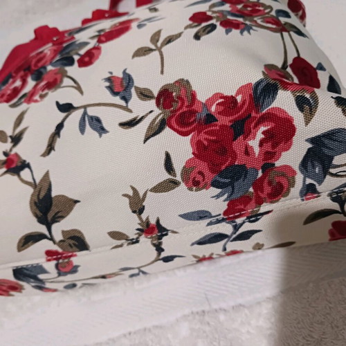 Shoulder bag new, fabric with floral pattern