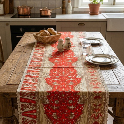 Vintage table runner like new, handmade with perfect color
