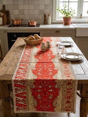 Vintage table runner like new, handmade with perfect color