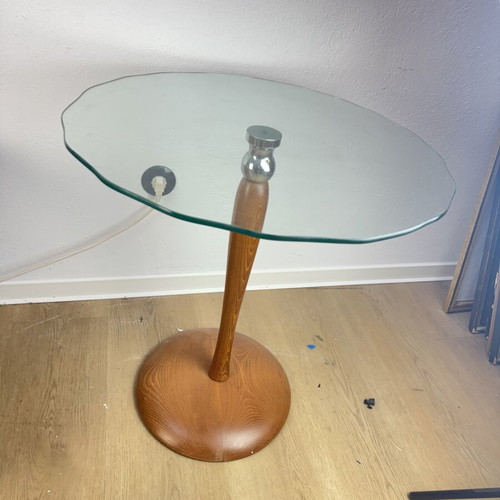 Vintage coffee table used, solid wood, mid century, height 63 cm
