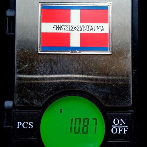 Silver rod 0.925 with colored screen print of Perachora Constitutional flag 1832 like new
