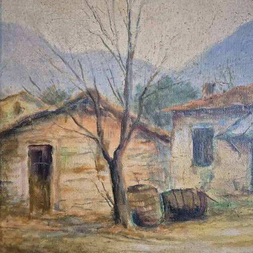 Authentic Charalambos Palaiologos oil painting like new, 65x55 with frame