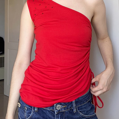 Y2K One Shoulder Top Used, Red, Summer Style