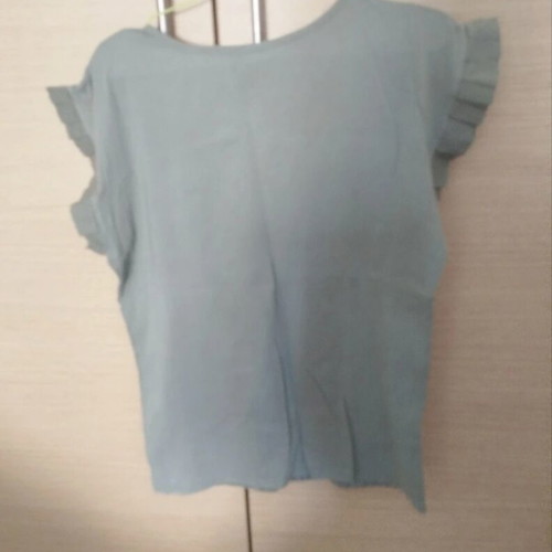 Short Sleeve Gofre Linen Blend Blouse One Size, New, Khaki