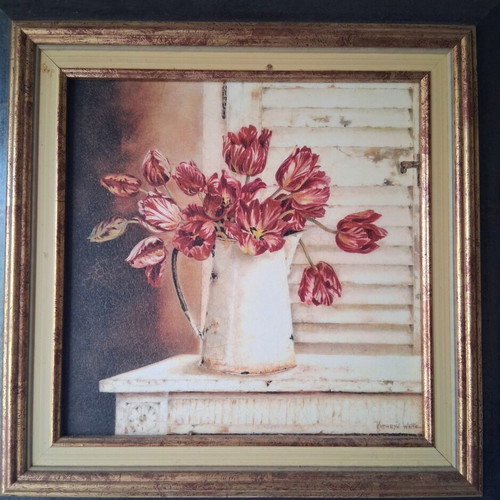 Kathryn White decorative art prints set of 2, like new, 31x31 cm