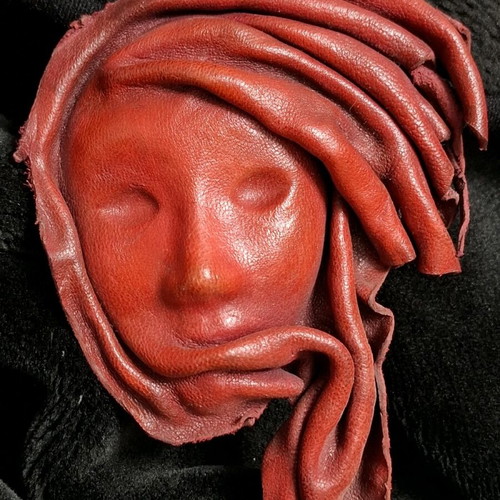 Leather decorative handmade mask red new