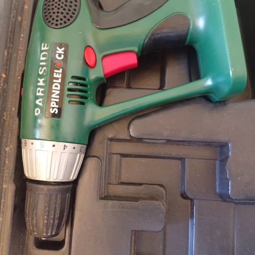 Parkside PABS 18-2 SL 18V drill driver used with carrying case without battery