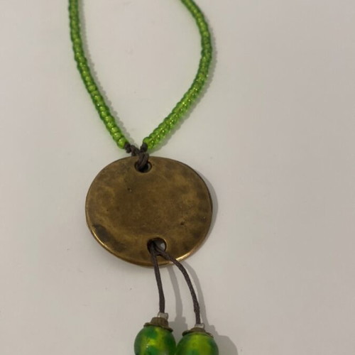 Handmade necklace with glass beads like new, green