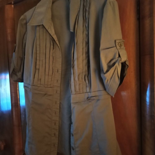 Raxevsky women's short-sleeve shirt medium khaki like new with belt