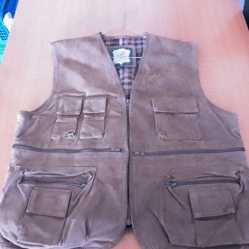 Leather vest XL used, brown, genuine leather