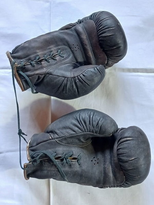 Vintage leather boxing gloves used