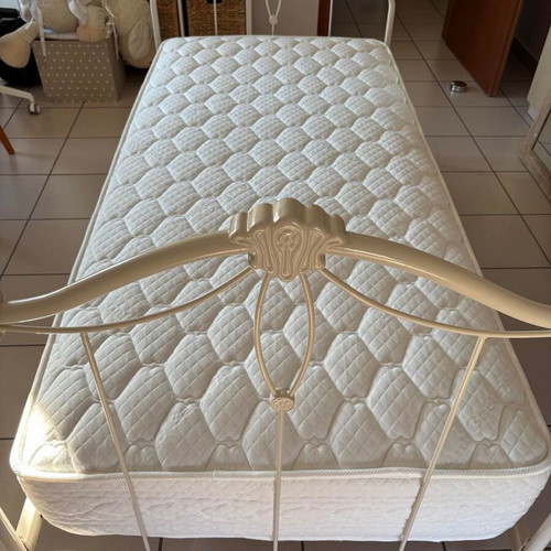 Laura Ashley metal bed 90cm x 190cm with mattresses like new