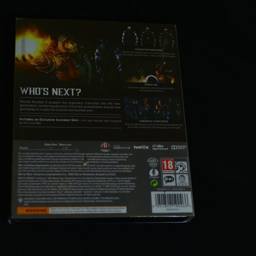 Mortal Kombat X Xbox One steelbook used with sleeve wear