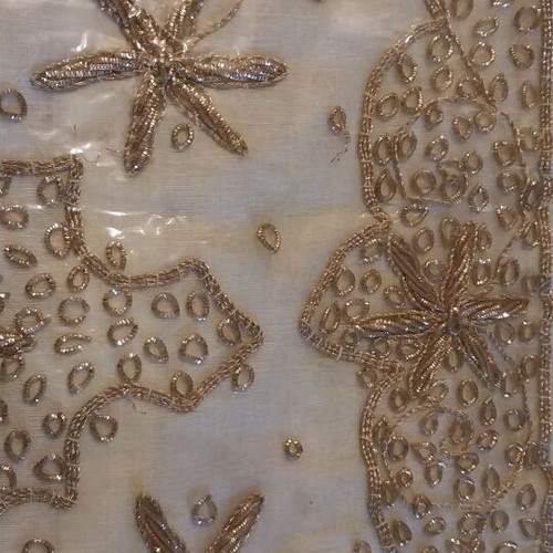 Decorative satin embroidered pillowcases with golden beads new, set of 4