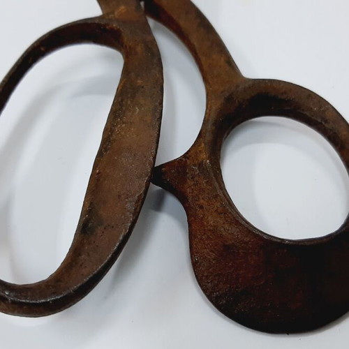 Large Hand-Forged Iron Scissors 27 cm, used, rustic industrial style