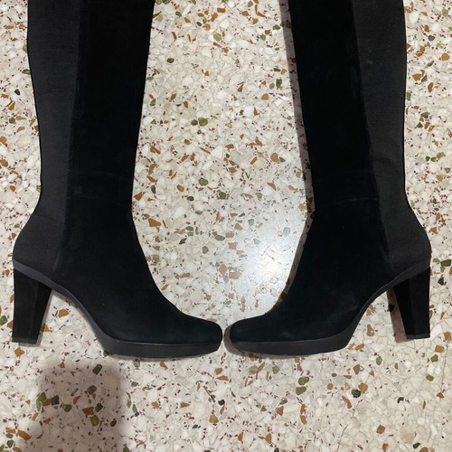 Geox tall suede boots new, heel height 8cm, size 39, black