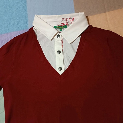Bordeaux pullover Leonard's like new with shirt front lining