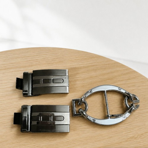 Men's belt buckles, set of 3, silver