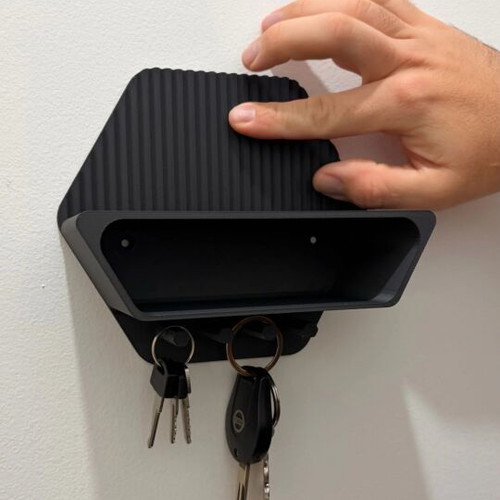 Wall-mounted key organizer with shelf and hooks