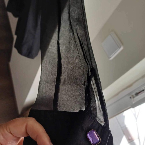 Byblos shirt black with transparency and purple buttons