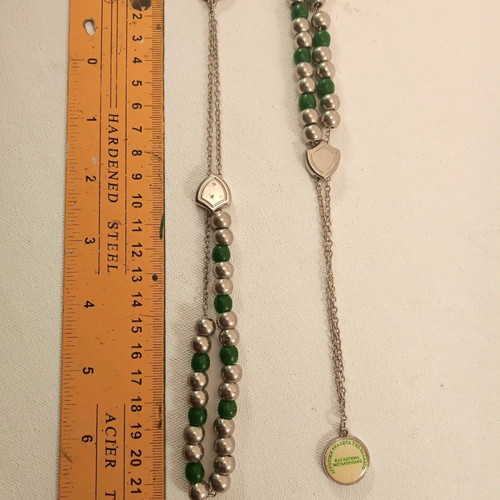 Collectible Kompologia Agrotiki Trapeza ATE 22 cm new, green with silver beads