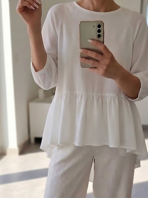 Moutaki white blouse with 3/4 sleeves, size M
