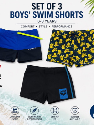 Boys' Swim Shorts set of 3, like new, ages 6-8