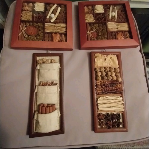 Frames with dried decorations, set of 4, like new