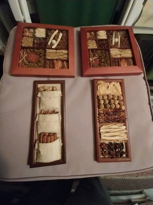 Frames with dried decorations, set of 4, like new