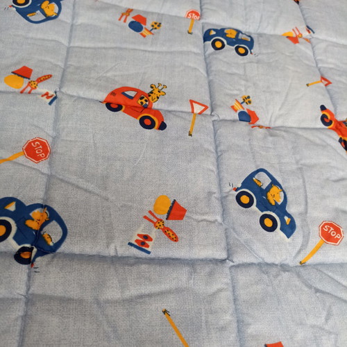 Double quilt new two-sided with blue and soft yellow trim