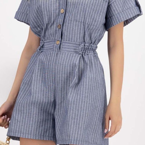 Zara striped linen blend playsuit jumpsuit, small, boho chic