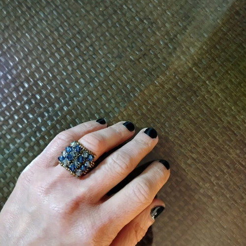 Beaded ring new, blue